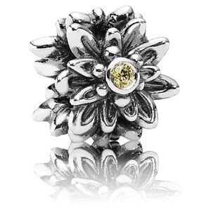Genuine Retired PANDORA Edelweiss Flower Charm with Yellow CZ; 791176CZY